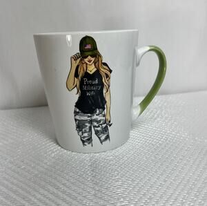 Proud Military Wife Coffee Mug Cup Oversize 16 oz Prima Design Patriotic Ceramic